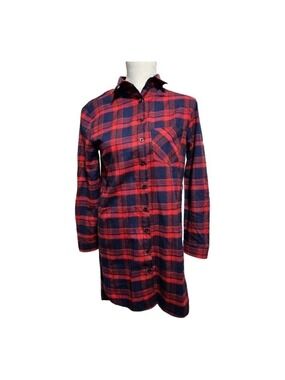 Vanilla Bay Plaid Button Front Shirt Dress Size L